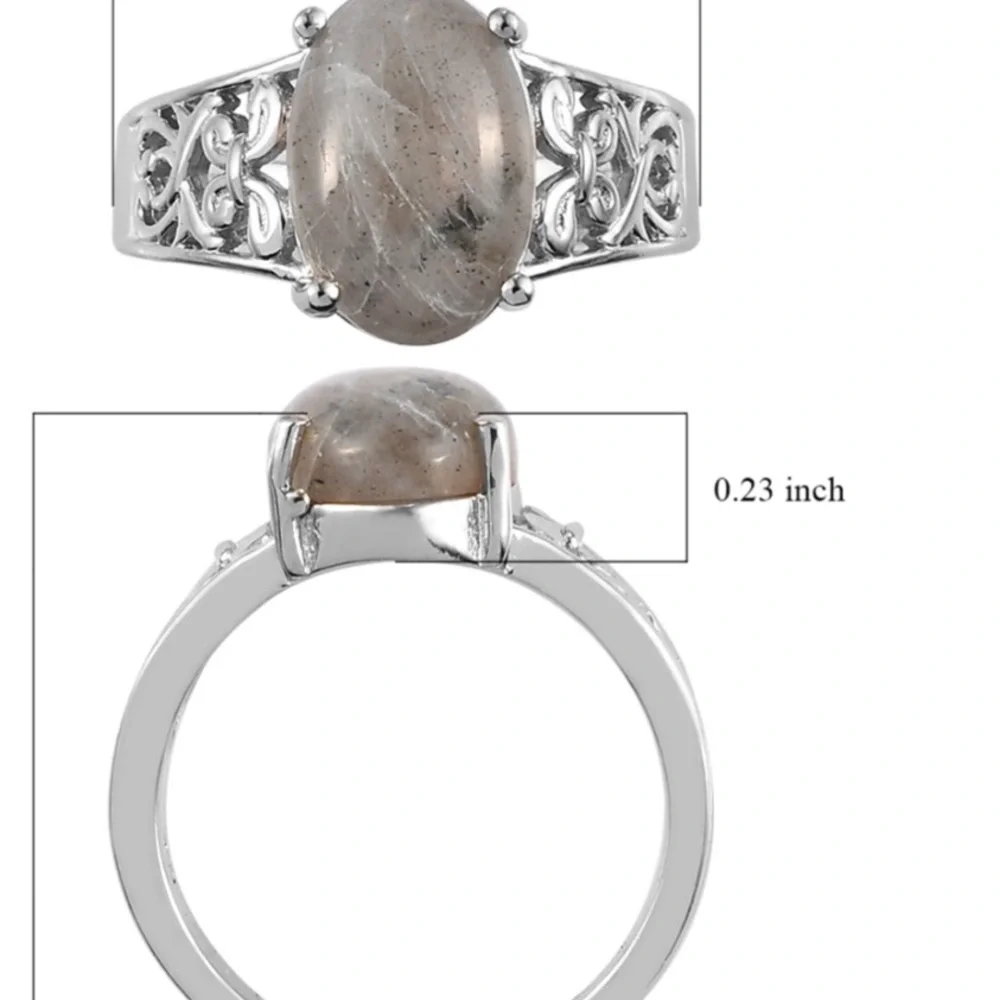 Fire Labradorite Solitaire Ring